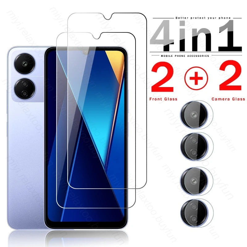 4To1 Tempered Glass Poko Poxo C65 PocoC65 Little C 65 65C Protective Glass Redmi13C Camera Glass Redme Redmy Readmi 13 C C13 4G