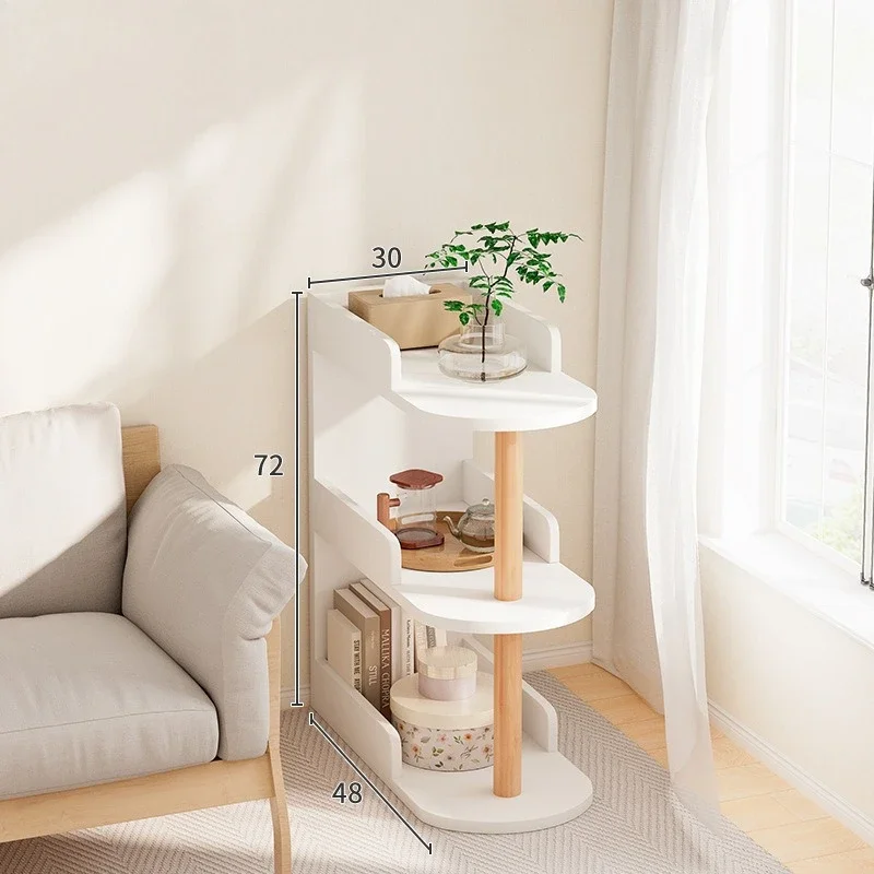 Wooden Corner Storage Bedside Table Simple Modern Multi-Layer Side Table Nightstand Cabinet Standing