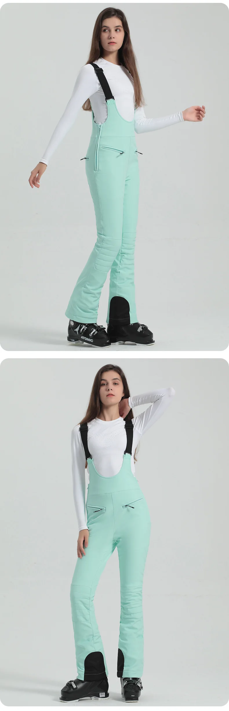 2024 Gsou Schnee Winter Skihose Frauen Snowboard Riemen Hose hohe Taille elastisch wind dicht wasserdicht verdicken Thermal für den Außenbereich – Detail 14