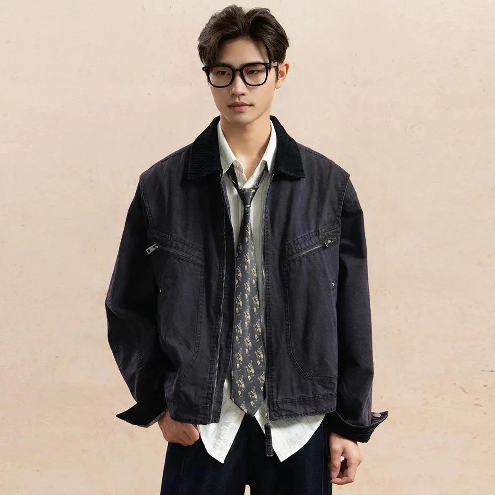 

Мужская уличная модная свободная повседневная хлопковая короткая куртка-бомбер в американском стиле ретро, куртка-карго Cityboy, уличное пальто, верхняя одежда