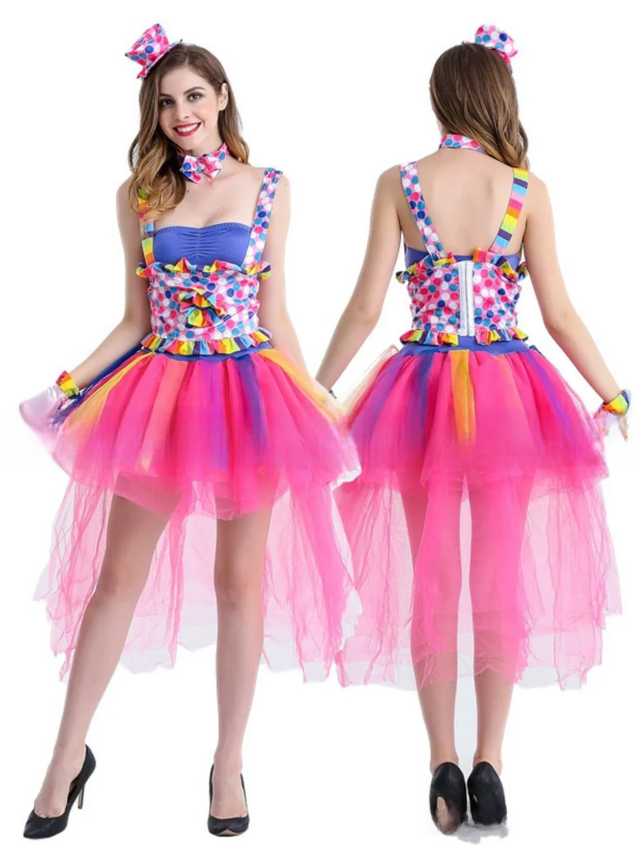 

Candy Colored Clown Suit Performance Costume for Nightclub Singers Film Actors TV Performers Halloween Costume Women's Fashion