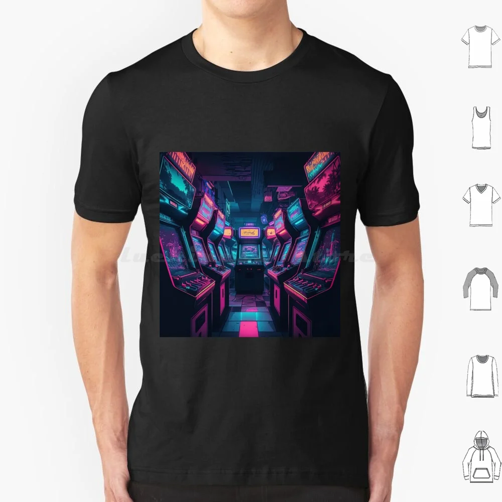 Gaming Synthwave Arcade T Shirt Big Size 100% Cotton Arcade Synthwave Retrowave Vaporwave Dreamwave Neo Wave Blade Retro