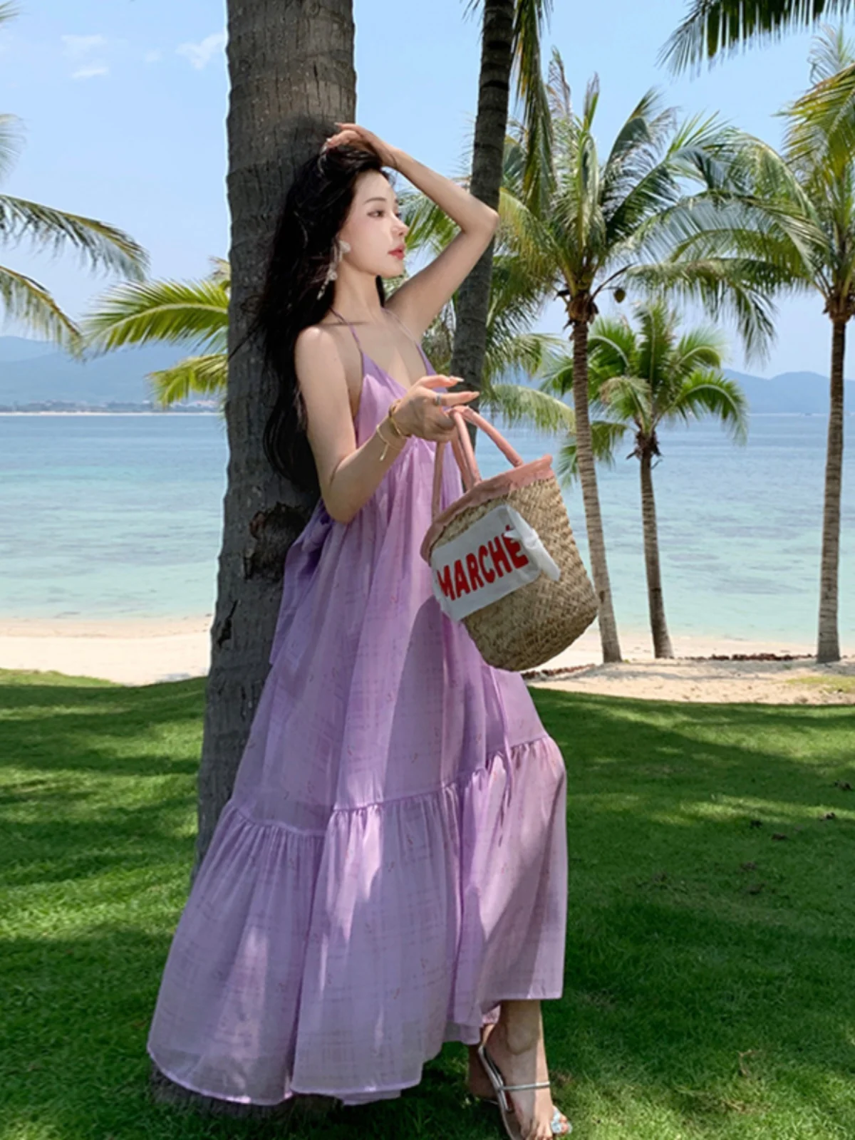 Zomer Dopane Beach Vaion Dr Aosphere Sexy Bal Sanya afslankende strandrok Casual hoge taille Sari Sle V Ne