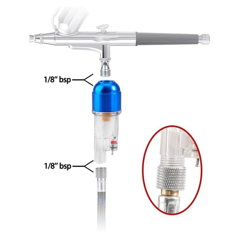 ABNM Airbrush Mini Air Filter Blue Air Brush Water Moisture Oil Trap Separator