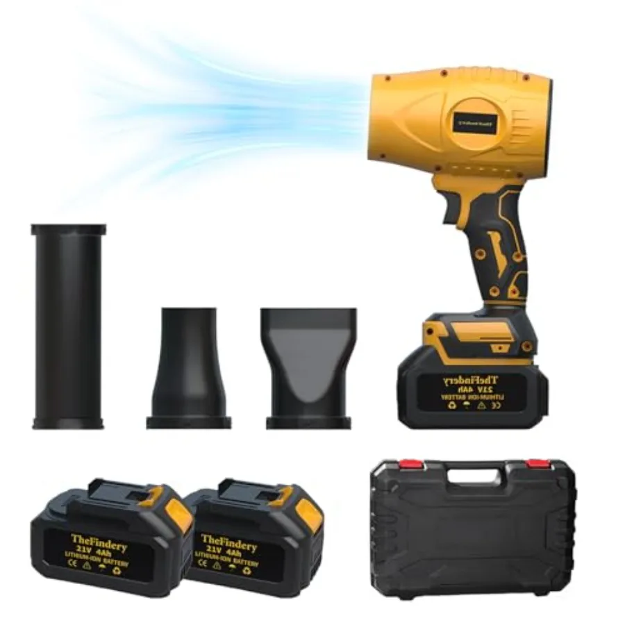 

600000 RPM Lightweight Handheld Cordless Leaf Blower Includes 2×4.0Ah Batteries Charger 3 Nozzles Powerful Blowers Air Turbo Je