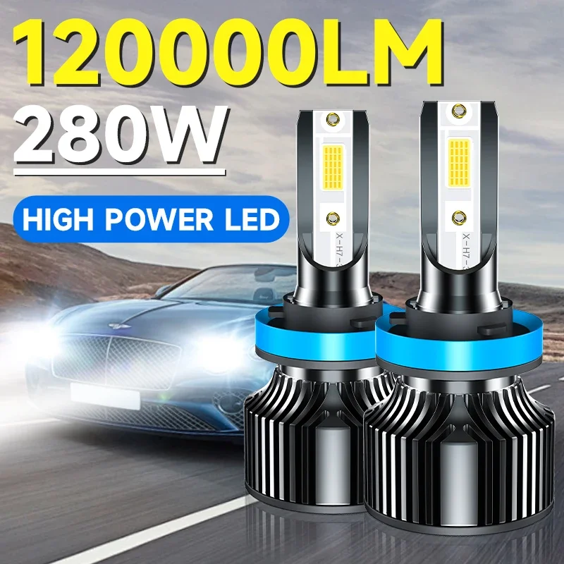 

Светодиодные лампы для фар и противотуманных фар автомобиля 280W 120000LM Canbus H4 H7 H1 LED H8 H9 H11 9005 9006 9012 HB3 HB4, 6000K, 12V 24V