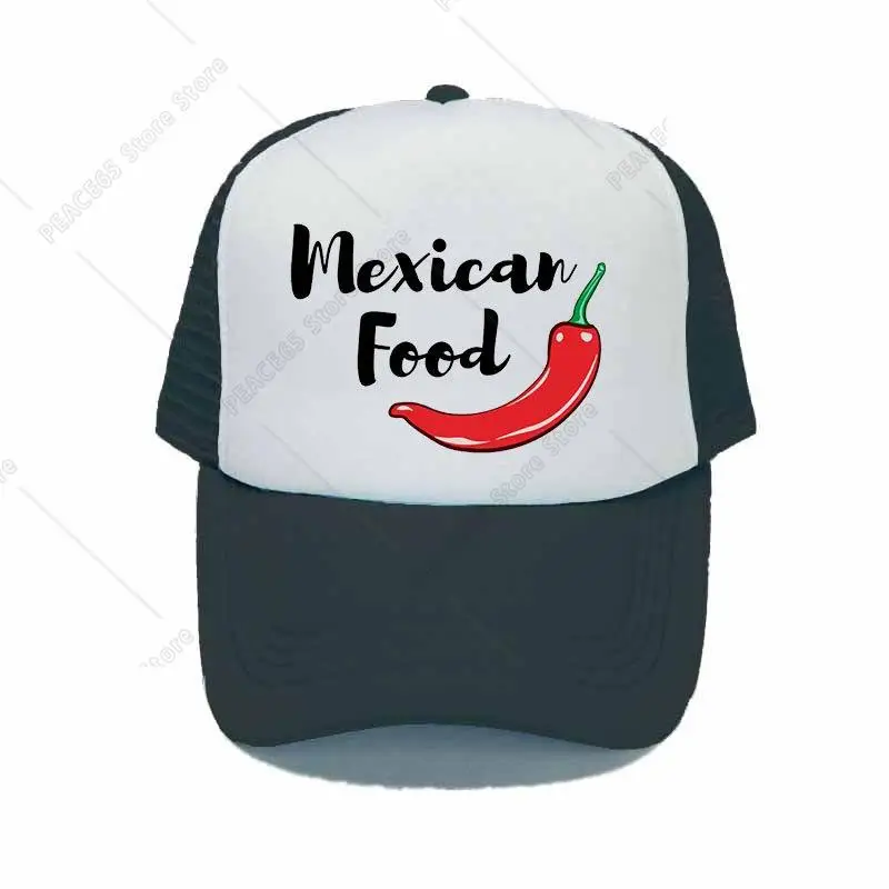 Women Men Shop Chilli Caps & Hats Red Hot Chilli Pepper Trucker Hat Cartoon Chilli Mexican Food Basebal Cap