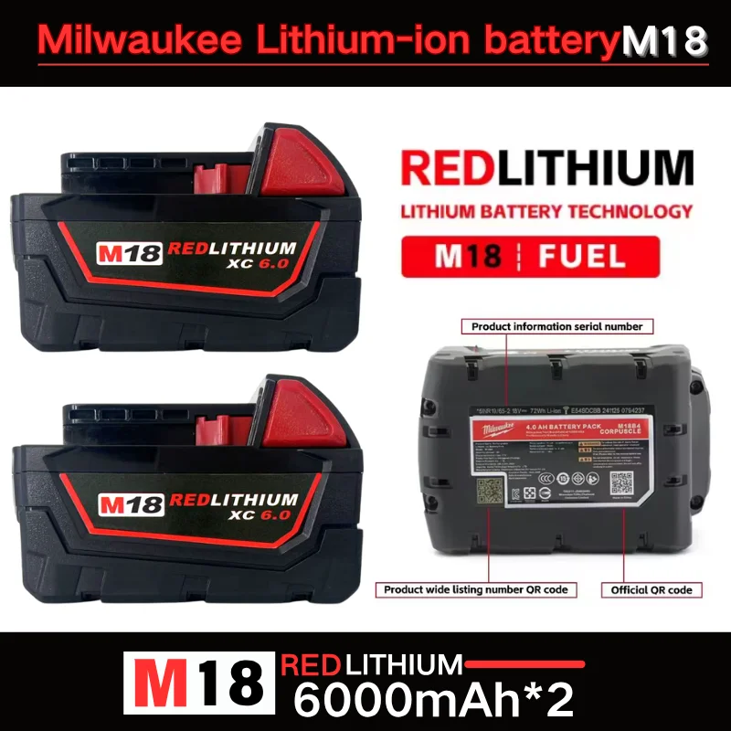 

Original Milwaukee M18 18V rechargeable lithium-ion battery M18B6 6000mAh,with anti-counterfeiting label, Milwaukee tool battery