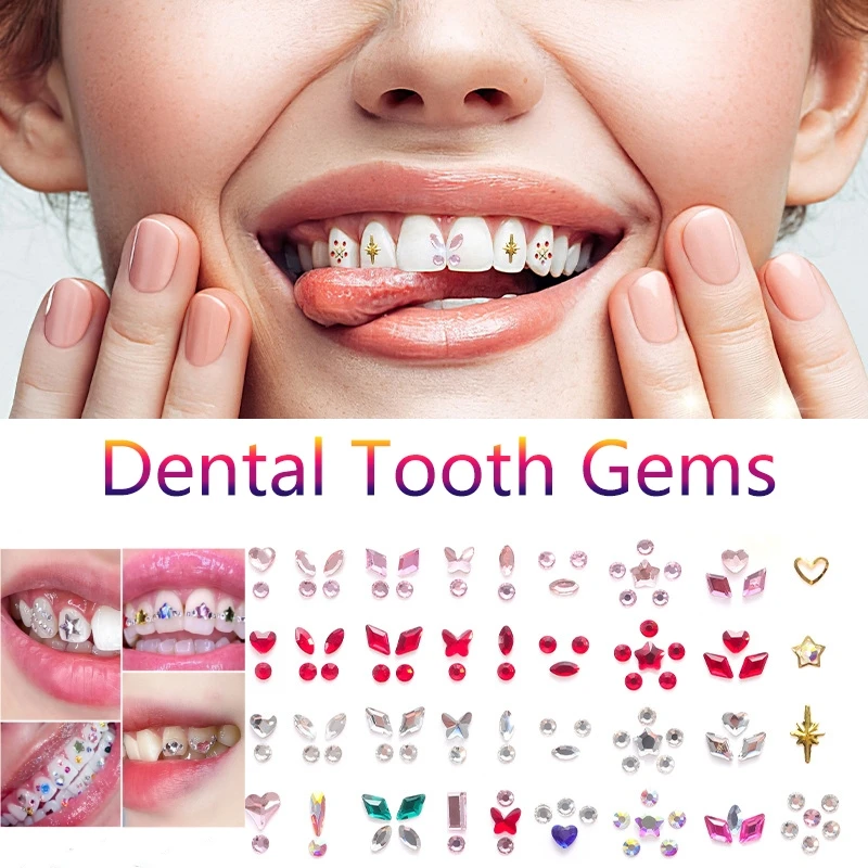 1Set Dental Crystal Fashion Teeth Gems Beauty Diamond Tooth Jewelry Ornaments with Box Tooth Gems Teeth Jewelry Gem Decoration