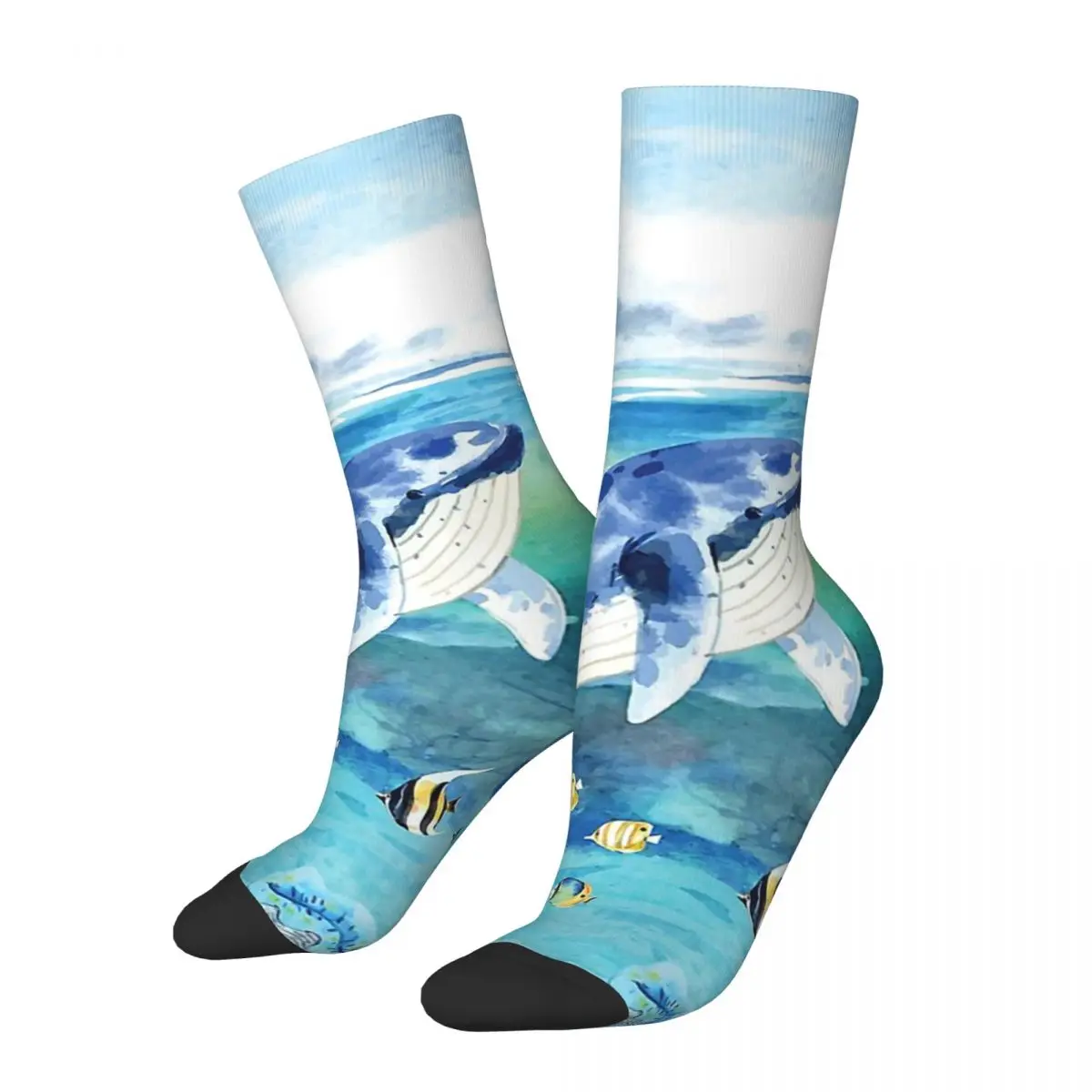 

Vintage Ocean Sea Creatures Art Crazy Men's Socks Unisex Ocean Pattern Street Style Seamless Printed Funny Crew Sock Boys Gift