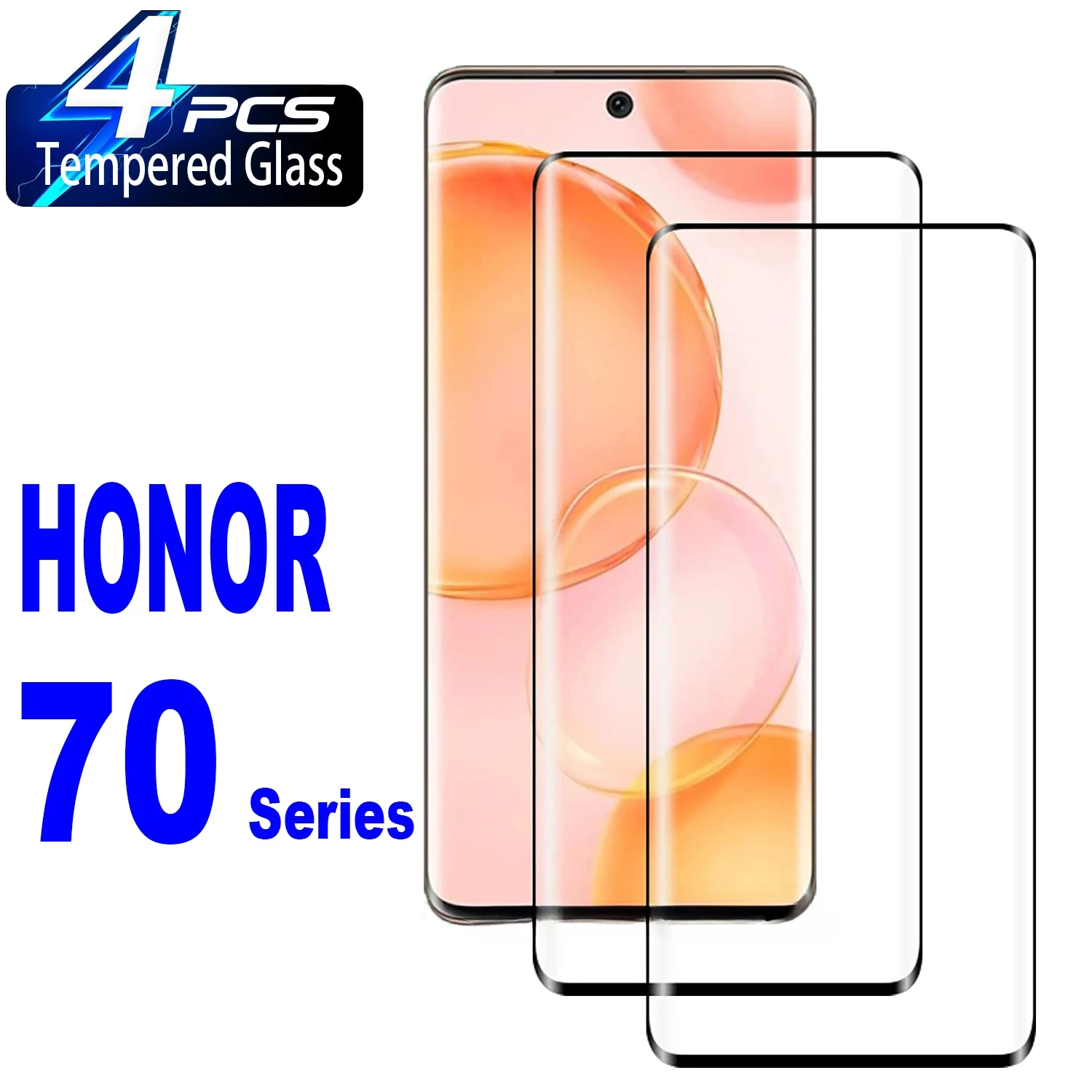 2/4Pcs Tempered For Huawei Honor 50 60 70 80 90 Pro Fingerprint Unlock Curved Anti Scratch Screen Protector Glass