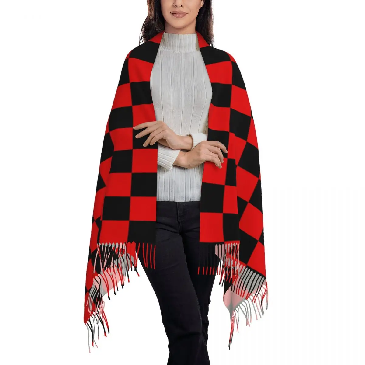 Hapoel Jerusalem Fc Tassel scarf, women's long scarf, winter scarf, thick imitation cashmere shawl, tassel long style for warmth