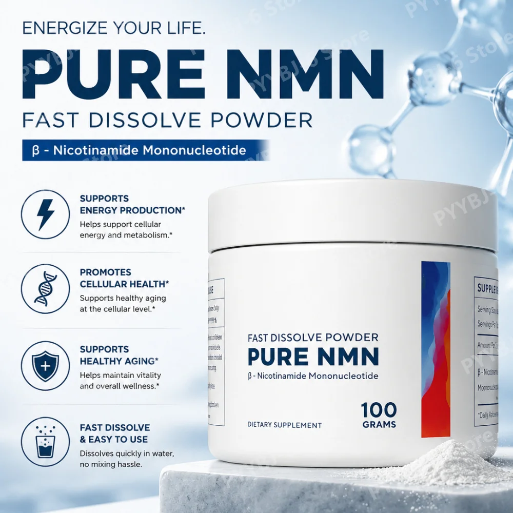

NMN Powder 100g Nicotinamide Mononucleotide 500mg Per Serving Fast Dissolve High Purity Vegan Friendly Daily Wellness Supplement