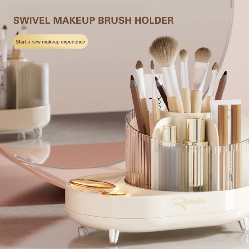 

Large Capacity Rotating Lipstick Storage Rack Student Desktop Makeup Brush Bucket Dressing Table Eyebrow Pencil Holder Box