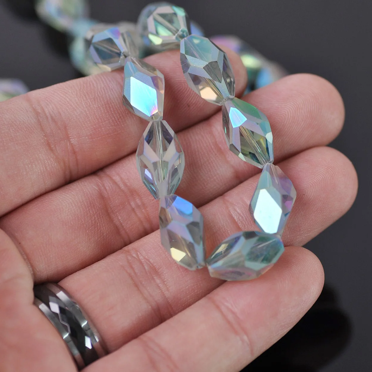 10pcs 15x10mm Oval Faceted Matte Crystal Glass Loose Crafts Beads for Jewelry Making DIY Crafts Findings