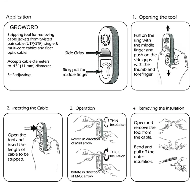 أداة تجريد أسلاك شبكة عالمية ، Cat5E ، Cat6 ، Cat7 ، Cat8 متجرد الكابل المحوري ، أداة متجرد كابل الجيب