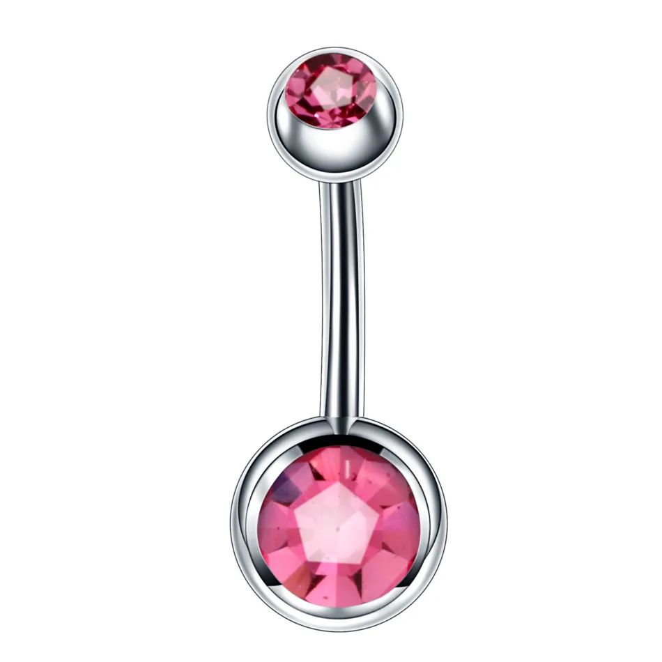 1PCS Rosa Krone Bauchnabel Ringe Schmuck Edelstahl Herz Nabel Piercing Barbell Kristall Nette Bauch Ringe Für Frauen Mädchen