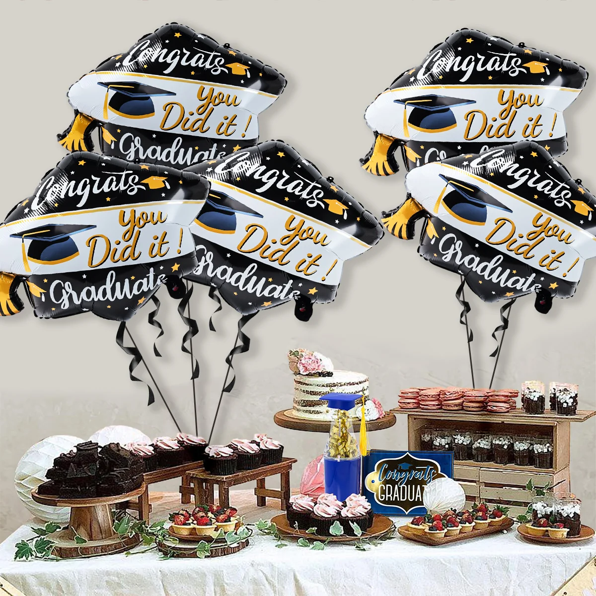 Graduation Decoration 2025 Congratulation Balloons Latex Balloon with Confetti Graduation Party Decoration Class of 2025 Gifts