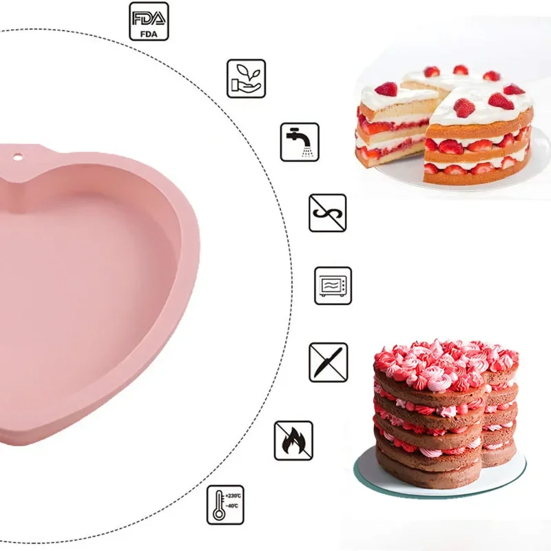 Heart-shaped Rainbow Cake Pan Silicone Mold Round Chiffon Layer Cake Mold Baking Baking Pan Mold Baking Accessories