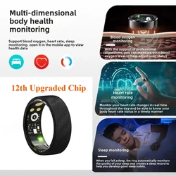 Xielee 12th Upgraded Chip High-end Titanium Alloy Smart Ring,Heart Rate Blood Oxygen Sleep Monitoring Sports Waterproof