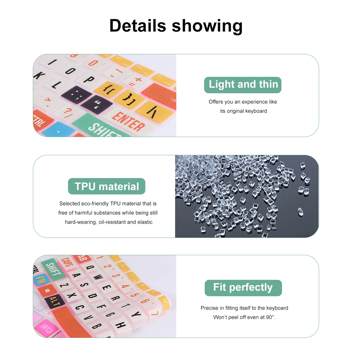 

Silicone Keyboard Membrane Colorful Printing Waterproof Dust Proof For Laptop Compatible Computer Cover
