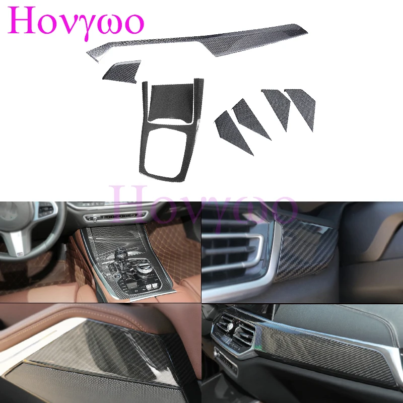 LHD RHD Real Carbon Fiber Interior Accessories Dashboard Cover Center Console Panel Door Trims For BMW X5 G05 2019-2022