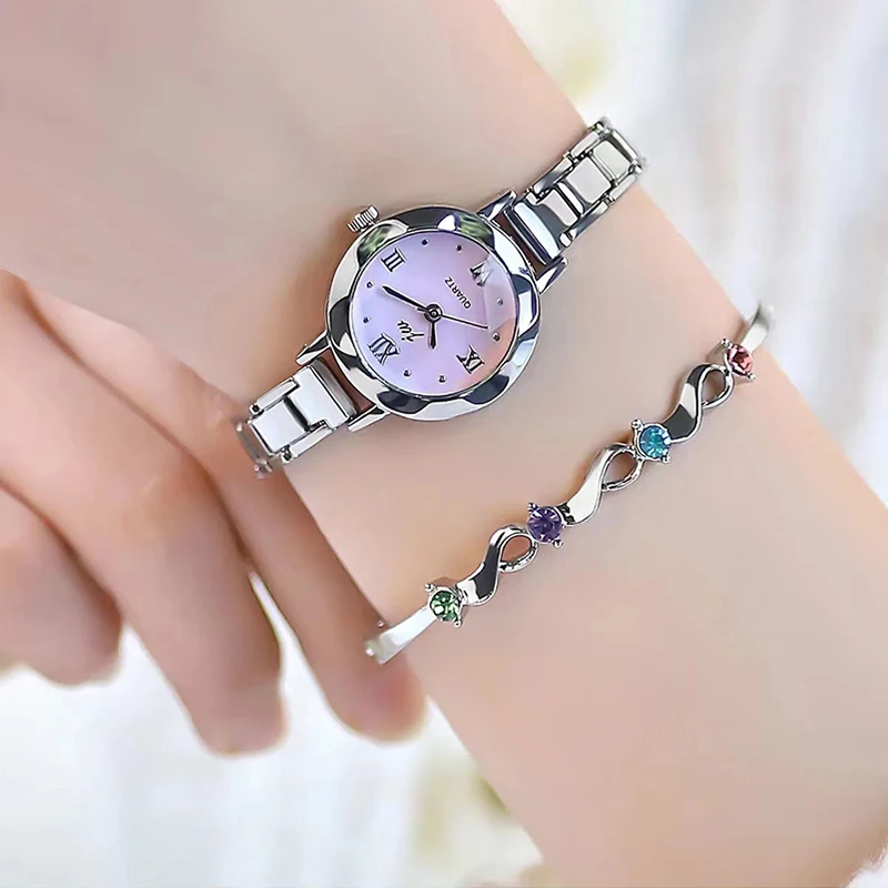 Fashion Small Dial Silver Watch For Women Stainless Steel Luxury Ladies Wristwatch Dress Women\'s Quartz Bracelet Clock Gift 2024