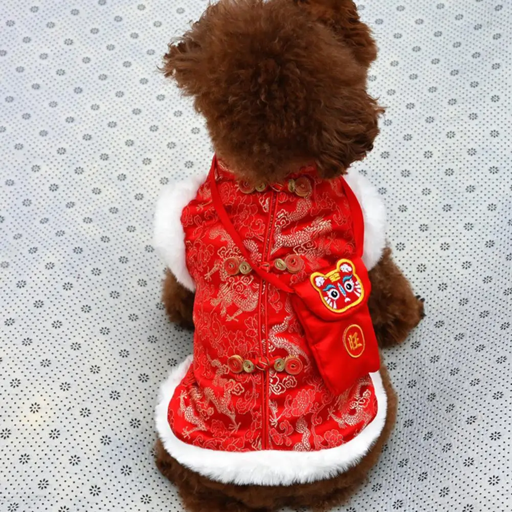 

Pet Dog Puppy Winter Chinese Style Embroidery Clothes with Red Packet Cloth Dog Clothes Tang Suit for New Year ropa para perros