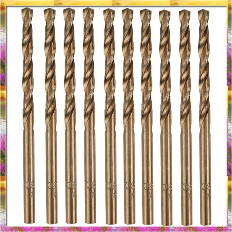 Easy Use 10PCS Twist Drill Bit Set M35 4.0Mm 3 Edge HSS Hole Drill Bit  For Stainless Steel Wood Metal Drilling