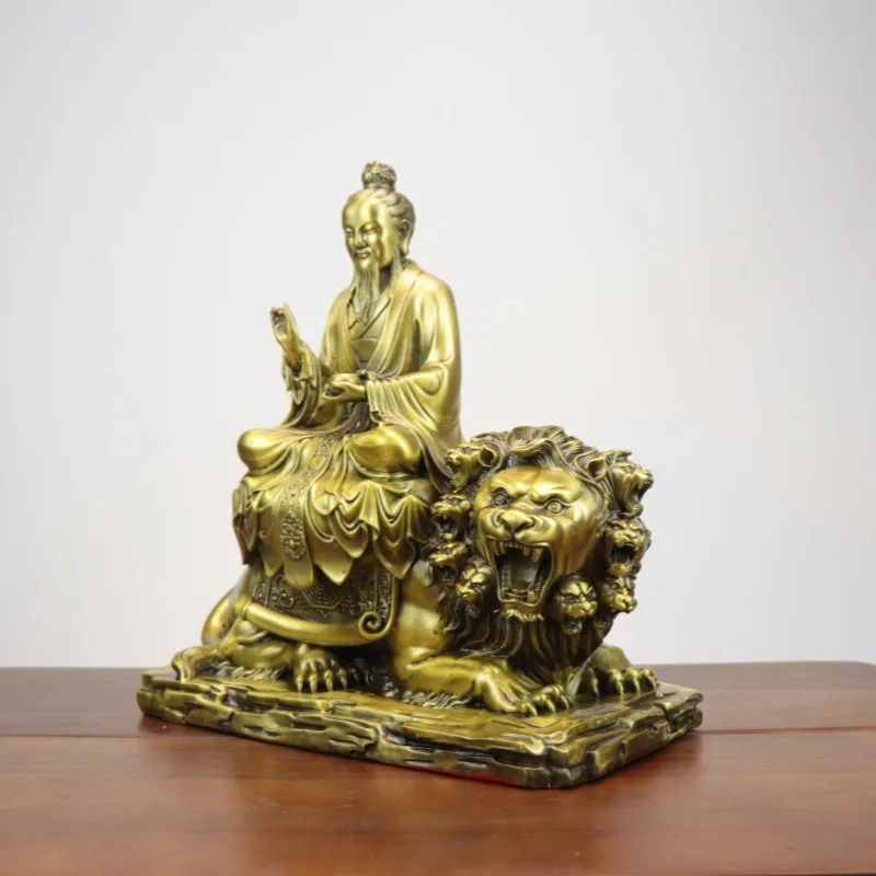 Painted statue of Jiu Ku Tianzun, depicting his mount, Azure Nine Suns God, and Taiyi Zhenren, the Great Emperor o