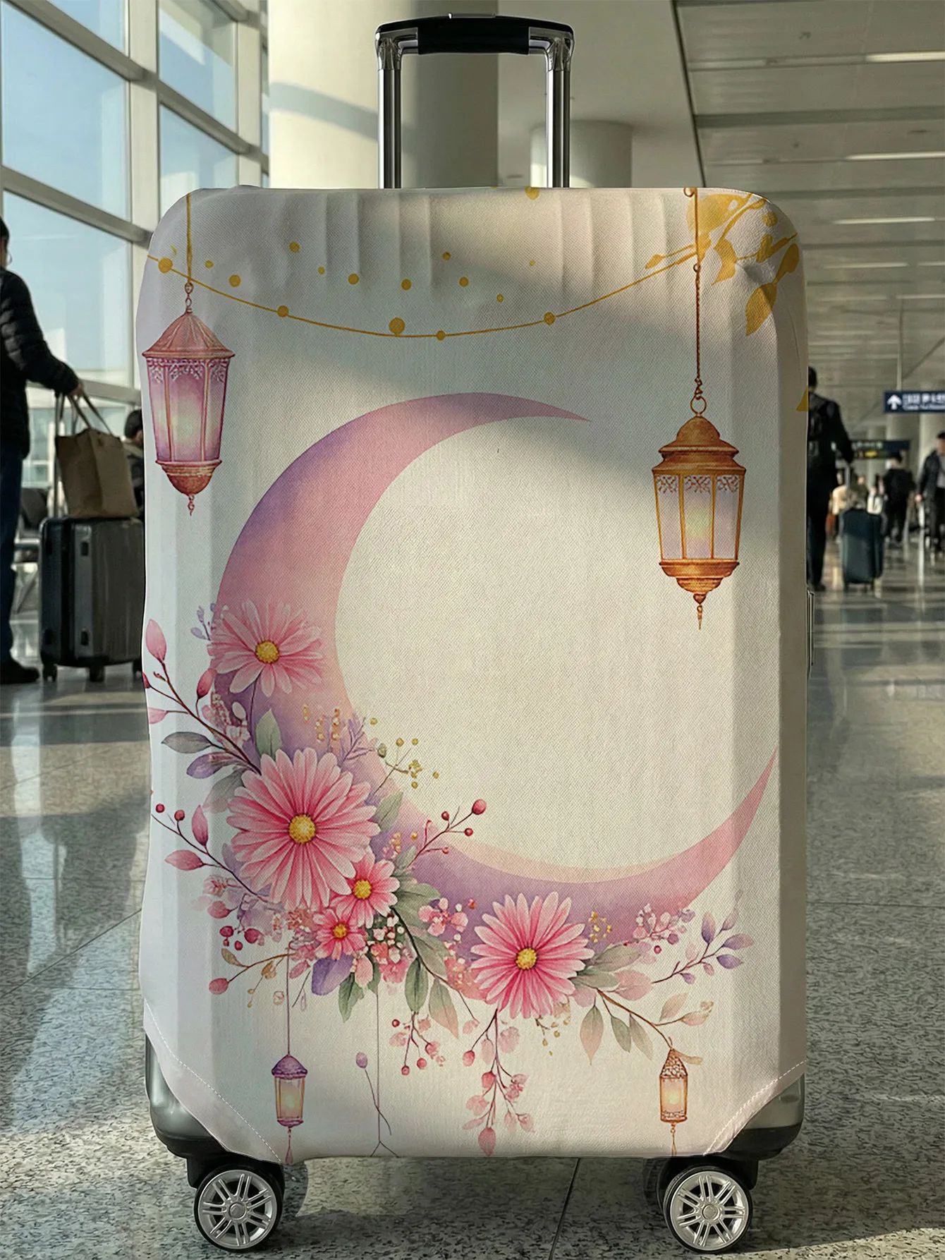 

Pink Moon Flower Lantern Luggage Protective Cover, suitable for 18-32 inch luggage covers, luggage handle gloves, travel accesso