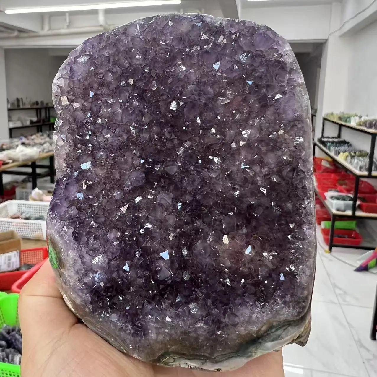

856g 10.4cm Natural Uruguay Dream Amethyst Quartz Crystal Cluster stand