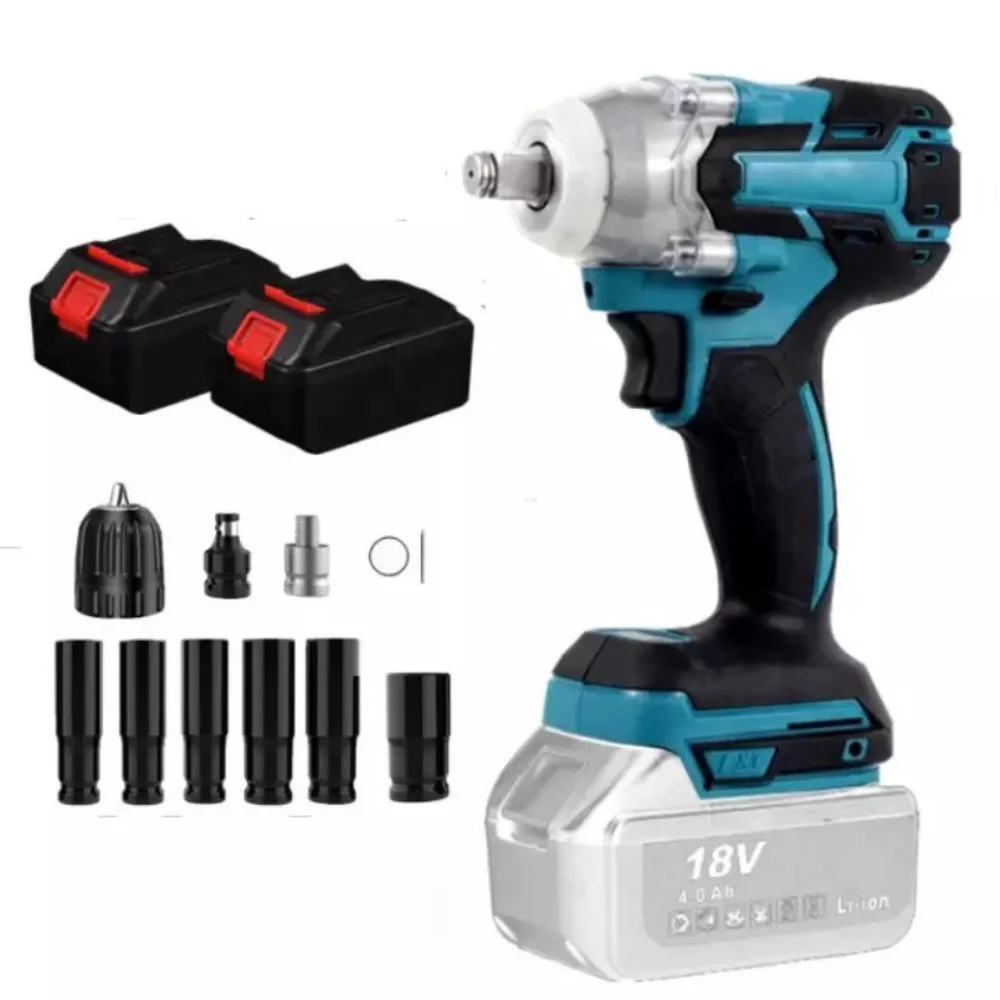 

Electric Impact Wrench Cordless Brushless Electric Wrench LED 1/2 inch Screwdriver Power Tools Compatible Makita 18V Battery