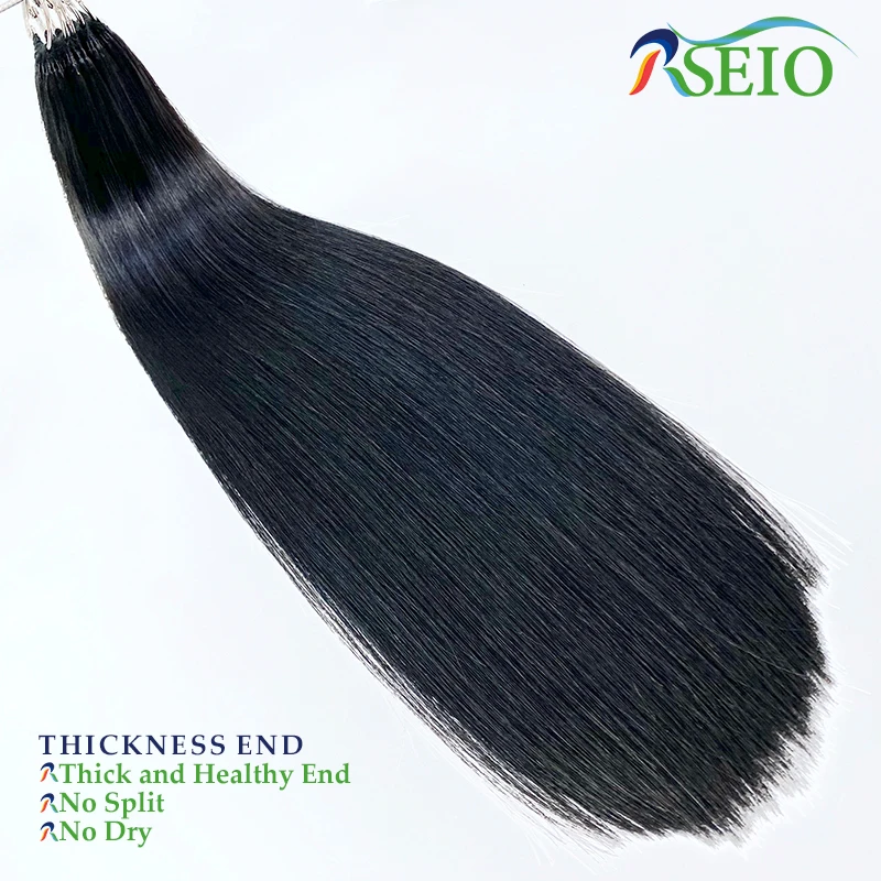 RSEIO Feather New hair extensions Straight Natural Real Human Hair Microring Hair Extensions Brown Blonde Color  0.8g/Strand