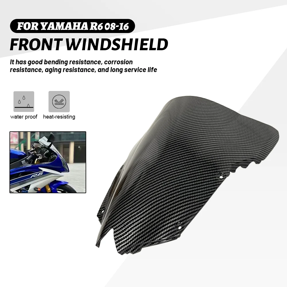 

Motorcycle Front Windshield Windscreen Screen Accessories Motos For Yamaha YZF R6 YZFR6 2008-2016 ABS Carbon Paint