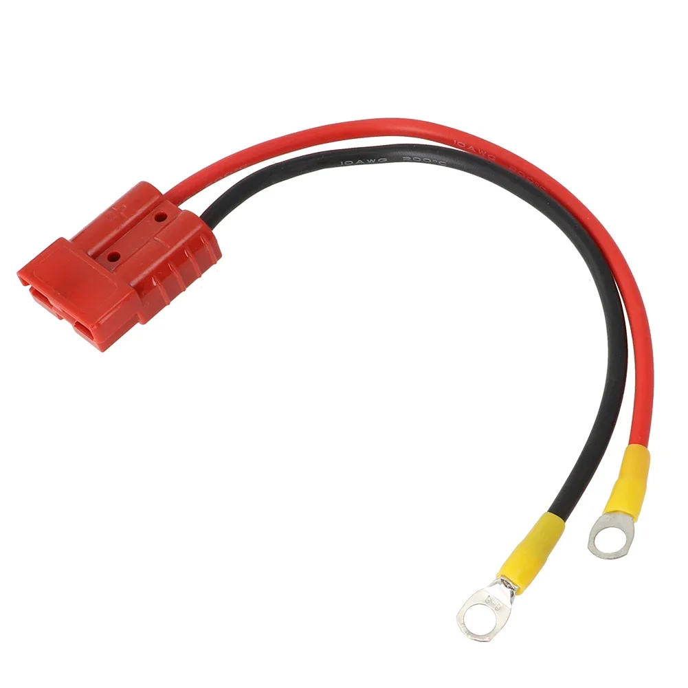 50A 10AWG Battery Charging Cable With M8 Post Red Black Jacket And Ring Terminals For Industrial Power Distribution Equipment