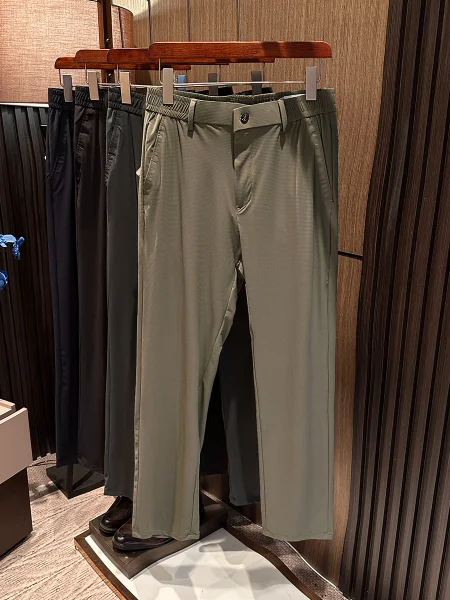 

Ультратонкие мужские брюки из ледяного шелка с УФ-защитой, высококачественные эластичные повседневные брюки, модные городские стильные дышащие летние брюки