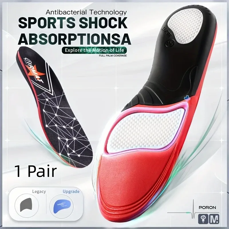 1 Pair Premium Insoles for Feet PU Gel Shock Absorption Breathable Comfortable Lightweight Sweat Absorbing Shoes Pads