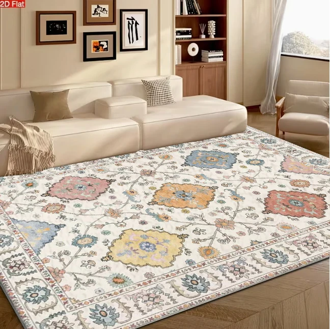 Multicolor Pastel Oushak Style Oriental Area Rug Vintage Bohemian carpet flooring for Living Room Bedroom Home