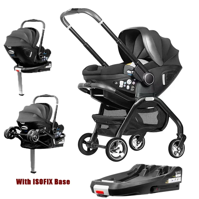 Poussette légère et portable pour nouveau-né, siège auto enfant, poussette bébé de luxe 4-en-1 avec 