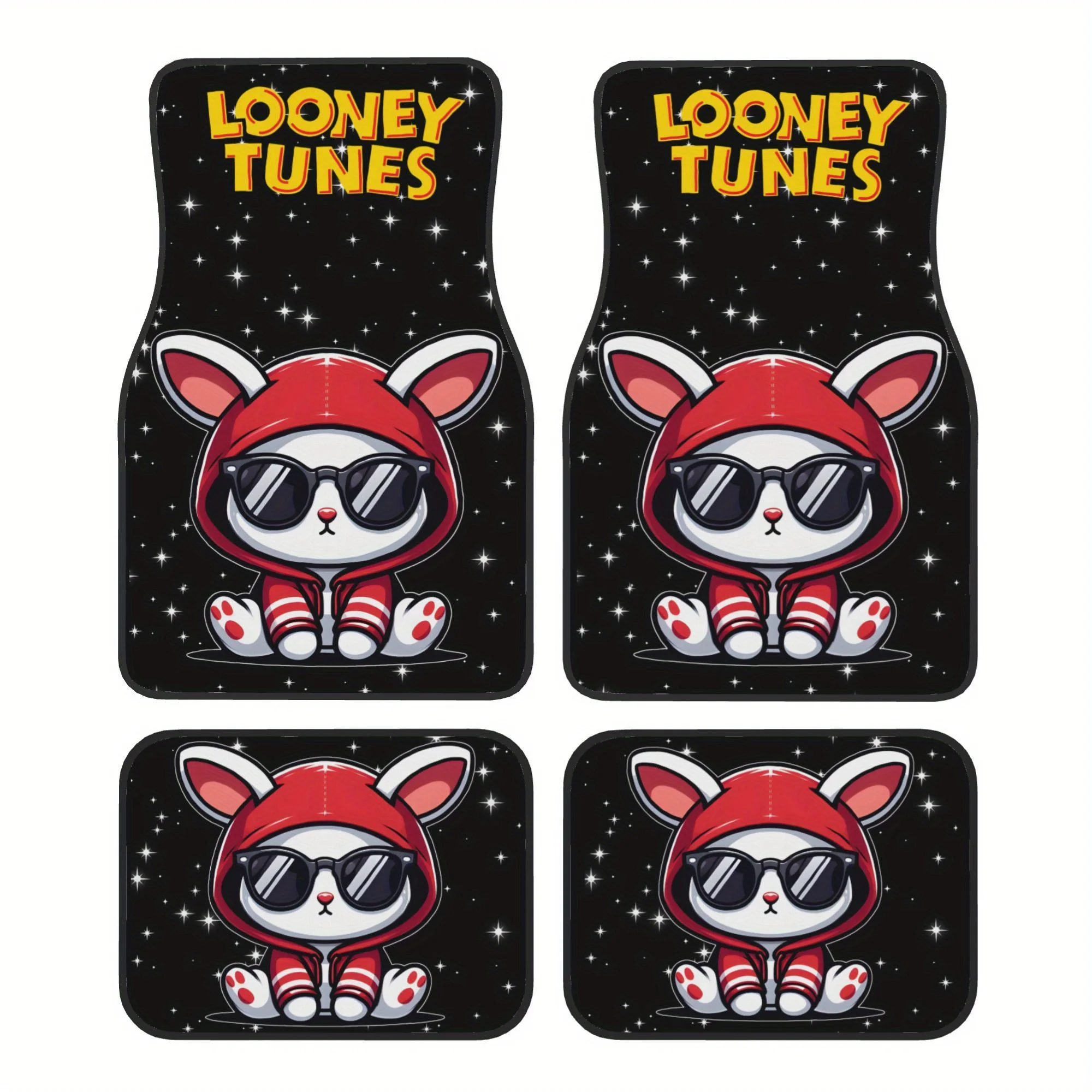 Warner Bros. Looney Tunes Bugs Bunny Car Floor Mat, 4pcs Universal Modern Stylish Minimalist Automotive Liners Suitable For Inte