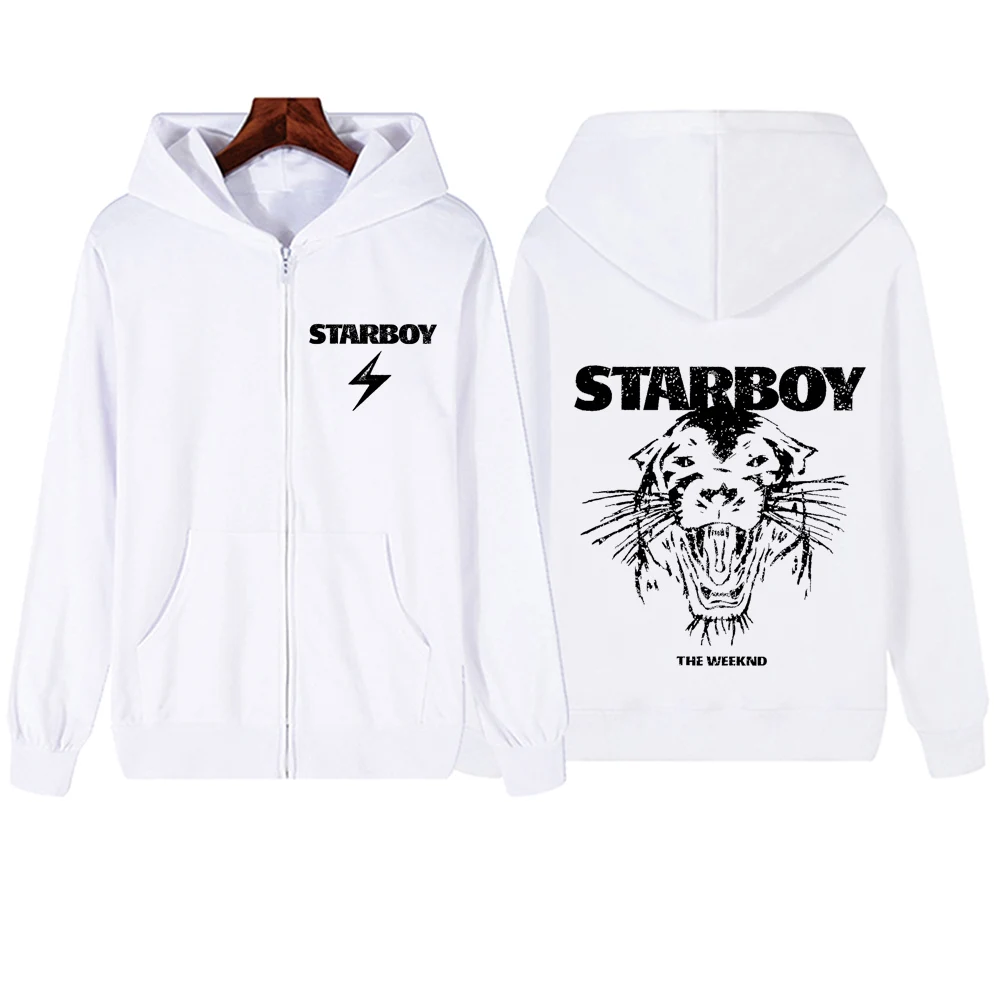 Starboy The Weeknd 2024 Zipper Hoodie Harajuku Pullover Tops Streetwear Music Fans Gift V-Neck Sweatshirts Regular Unisex Spring