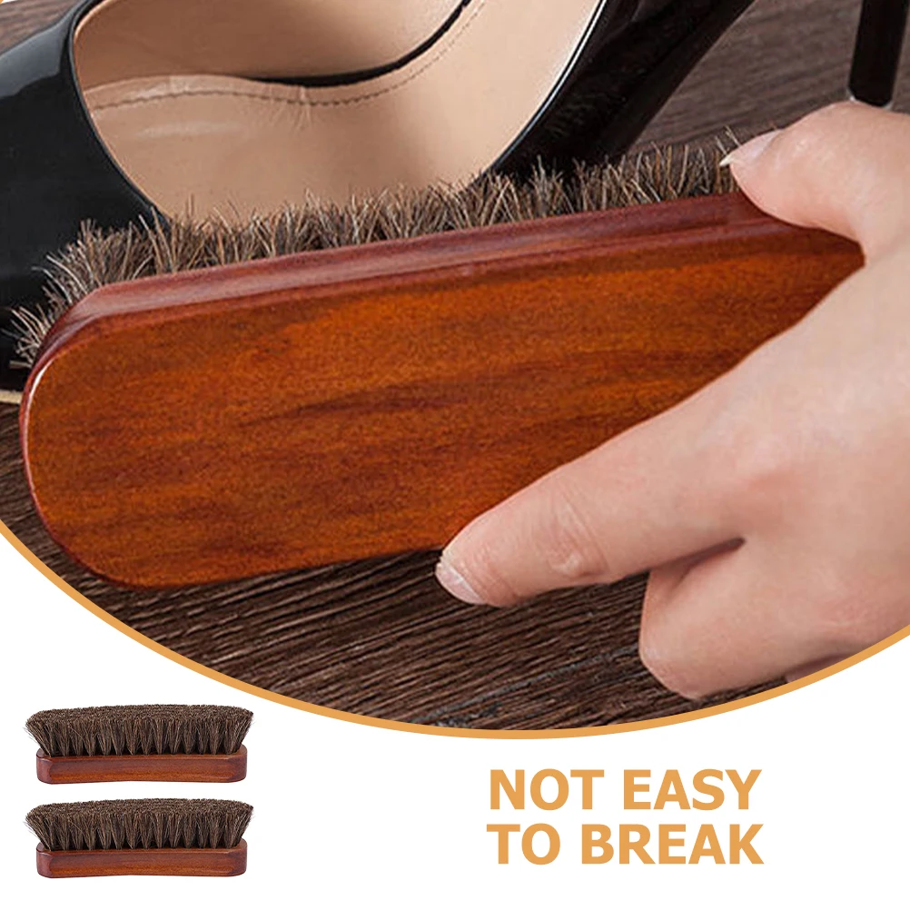 

2 Pcs Wood H Horse Hair Brushes for Shoe Polishing Small Corners Cleaning Care Kit Boot Horsehair Bristle