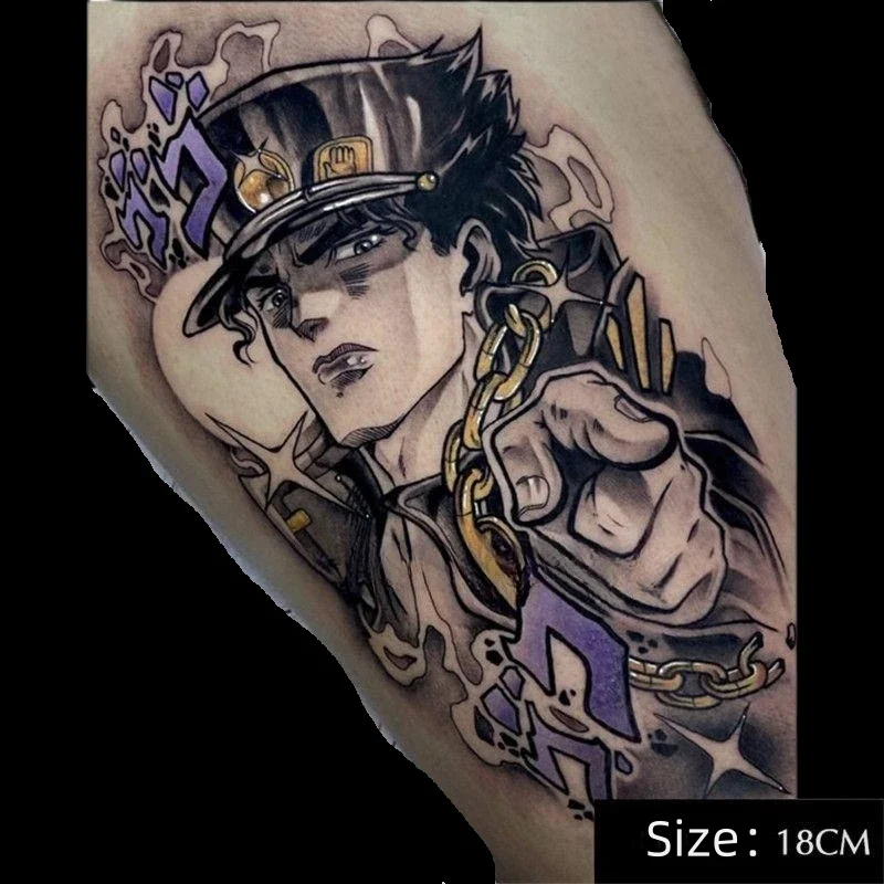 

Аниме «Невероятные приключения ДжоДжо», временные татуировки, мультяшная татуировка Куджо Джотаро, боди-арт, водостойкая поддельная татуировка, наклейка для женщин и мужчин