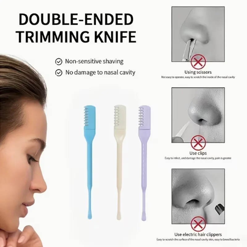 7-piece set (6 nose hair trimmers + 1 storage box) Portable manual nose hair trimming tool 360-degree rotating nose hair trimmer