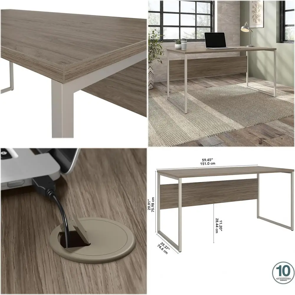 

Гибридный компьютерный стол Bush Businurniture с металлическими ножками, 60W x 30D, цвет хикори