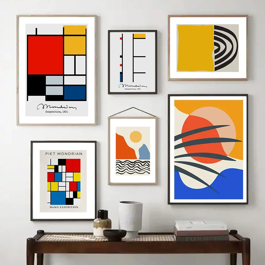 Piet Mondrian Cubismo geométrico abstracto cuadro sobre lienzo para pared carteles nórdicos e impresiones cuadros de pared para decoración para sala de estar