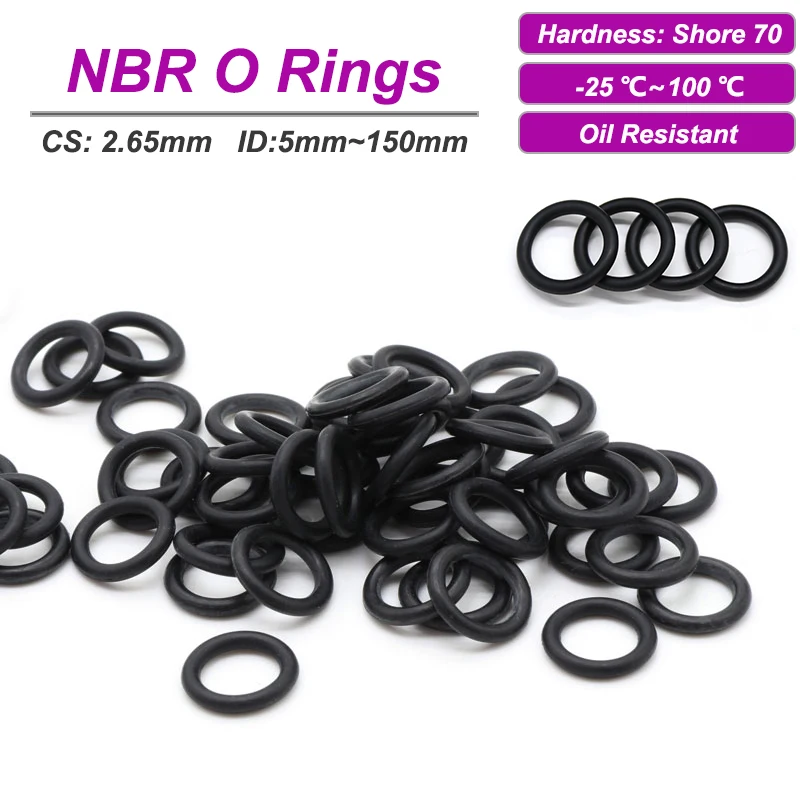 10/50Pcs Black NBR O Ring CS 2.65mm ID 5~150mm Rubber Sealing Ring Washer for Car Air Condition Faucet Pressure Plumbing Repair