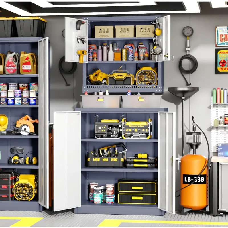 

Metal Garage Storage Cabinet, Lockable Metal Cabinets with 2 Doors and Shelves,42” Steel Storage Locking Counter Cabinet