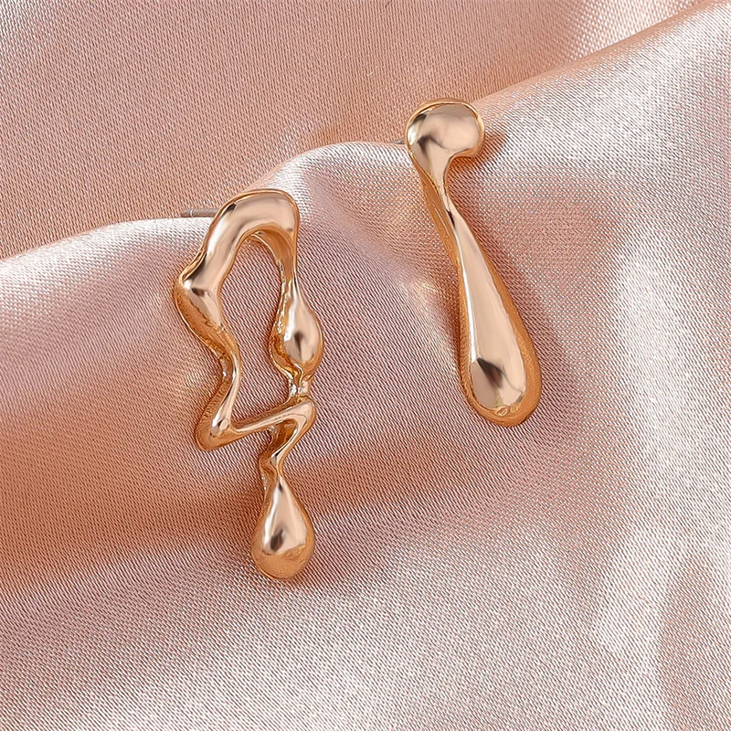 Aihua Minimalistischen Unregelmäßige Hohl Geometrie Metall Stud Ohrringe Punk Aussage Gold Farbe Ohrring Frauen Ohr Schmuck – Detail 15